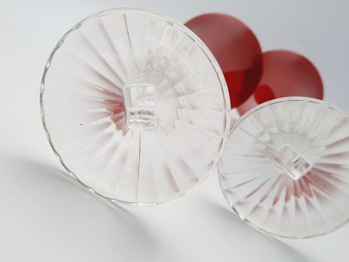 Crystal D'Arques  NOEL Red Champagne Wine Glass Set 2 France Christmas 9.5" tall - Picture 9 of 12