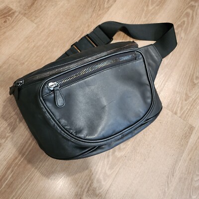 Martin Margiela × H＆M ボディバッグ ショルダーバッグ Maison Martin Margiela H&M black leather Oversized Fanny Pack Bag