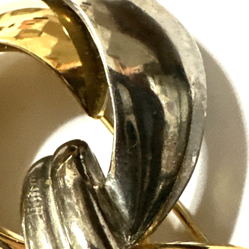 Vintage MJENT Brooch Silver & Gold Tone Mid Century Modern Pin Signed 2 1/4" - Picture 6 of 13