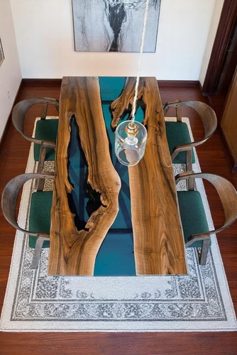 48"x30" Clear Blue Epoxy Resin Dining Table Top Kitchen Slab Furniture For Home - Picture 1 of 9