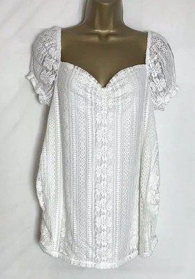 Dorothy Perkins Sample Ivory Lined Jersey Lace Top Size 10 Tall