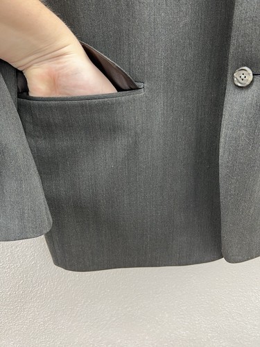 Blazer para hombre Tallia Uomo talla 46R gris tres botones lana peinada - Imagen 3 de 14