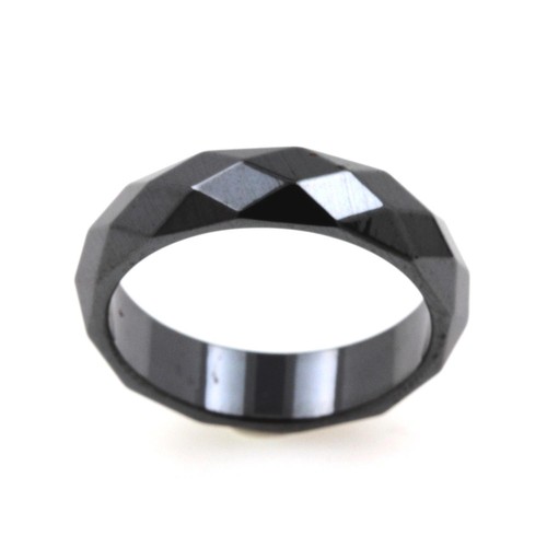 Bague alliance anneau Hématite noire facettée 6 mm - Imagen 1 de 5