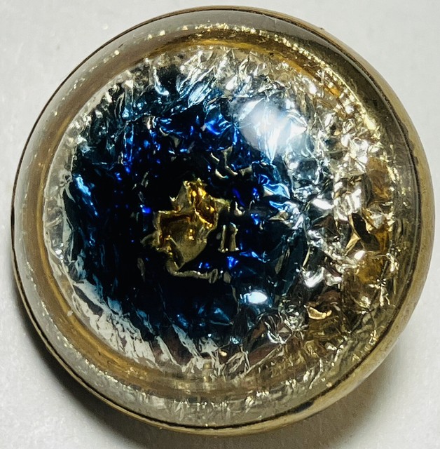 Antique Vintage Foil Design Under Glass Dome In Metal Button 3/4” Antique Vintage Foil Design Under Glass Dome In Metal Button 3/4”