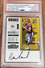 2017 Contenders #303 Patrick Mahomes RC Rookie Ticket PSA AUTH DNA 9 AUTO Chiefs