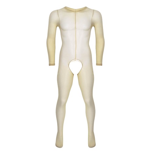 Body da uomo intero look bagnato finta pelle maglia vedere attraverso costume da body - Foto 23 di 43