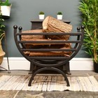 Matte Black Renaissance Style Curved Fire Basket or Log Holder