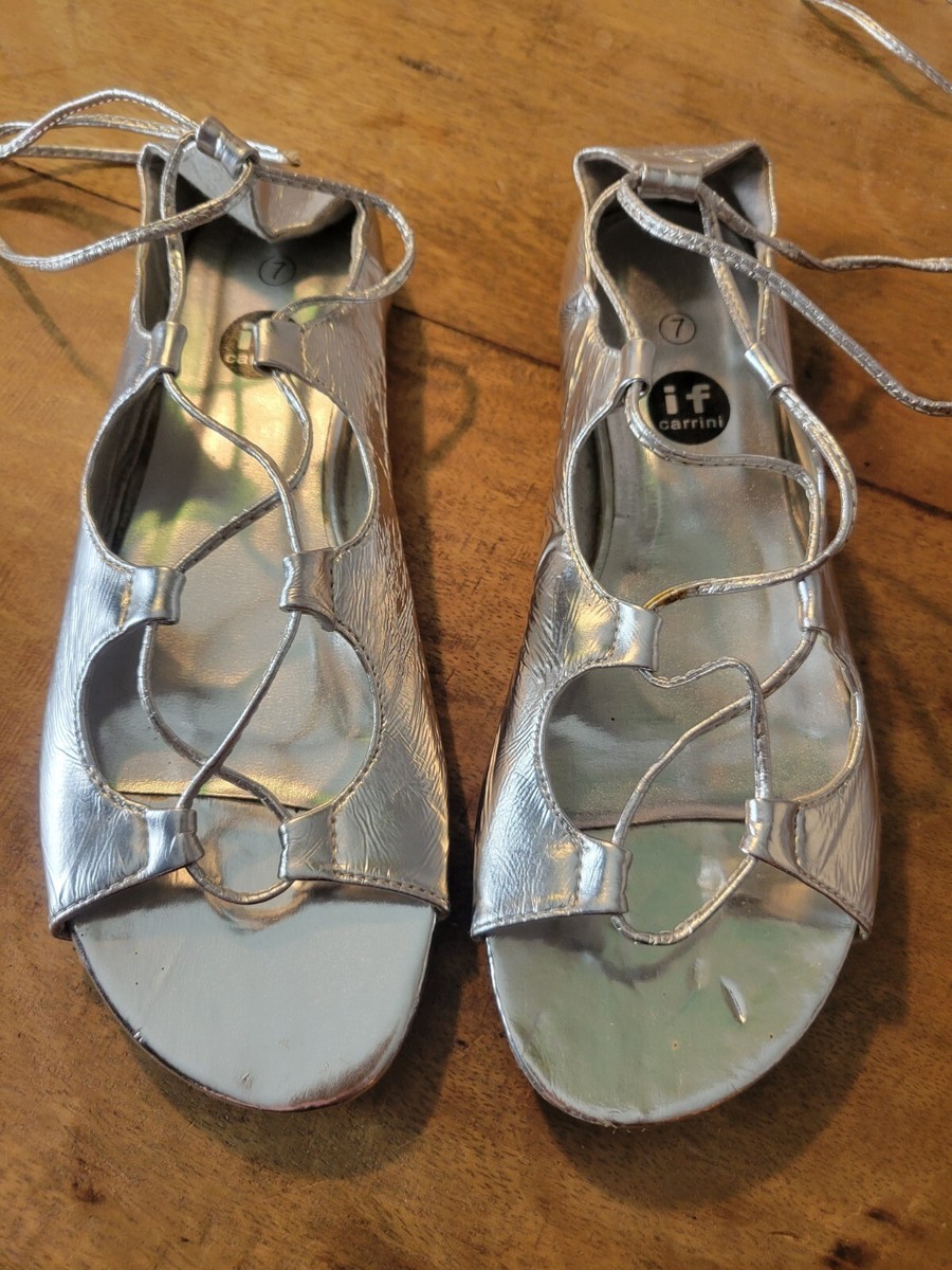 Silver gladiator shoes hotsell