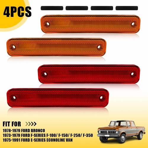LED Amber Front & Rear Side Marker Lights For 1973-1979 Ford F100 F150 F250 F350 - Picture 6 of 24