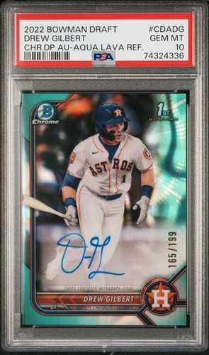 2022 Bowman Chrome Draft Drew Gilbert 1st Aqua Lava Refractor Auto /199 PSA 10