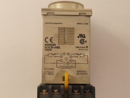 Omron H3CR-H8L Time Delay Relay ,5A, 24 VDC Coil, 0.6-12 Seconds w/ Socket Base - Picture 3 of 8