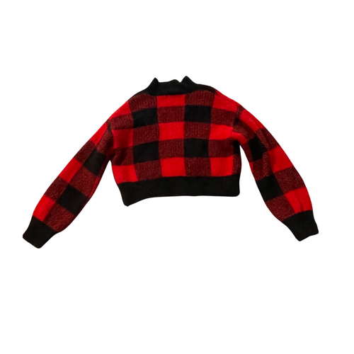 Art Class Girls Fuzzy Crop Sweater Size S 6–6x Black and Red - Picture 3 of 5