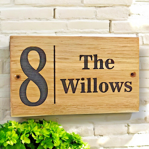 Personalised Oak House Number Name Sign Carved Engraved Outdoor Wooden Plaque - Picture 12 of 13