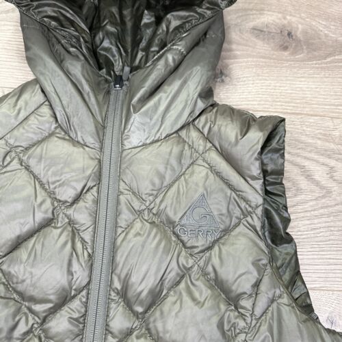 Gerry Womens Green Reversible Zip Quilted Hooded Down Filled Puffer Vest Small - Picture 2 of 8