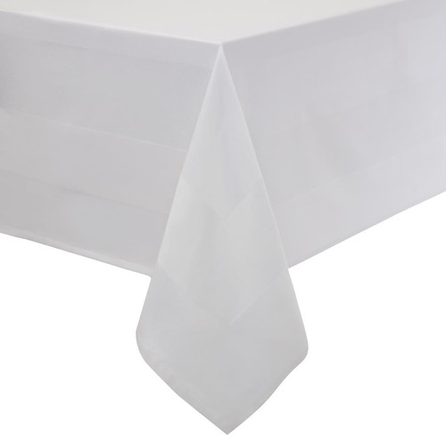 Luxury Satin Band TABLECLOTH White Egyptian 100% Cotton Damask Table cloth Cover - Picture 3 of 4