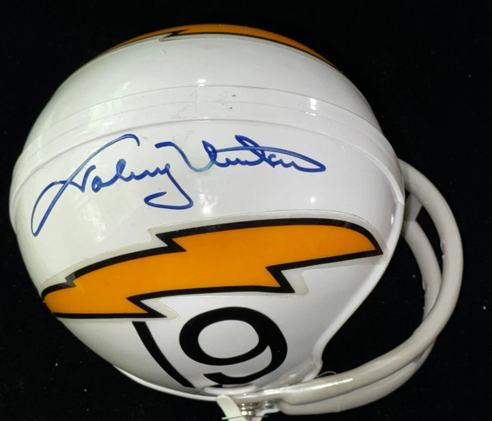 Johnny Unitas "HOF & GOAT QB" Signed Autographed Chargers Mini Helmet JSA Rare!! - Image 3 of 4