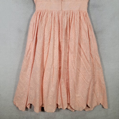 Vestido para mujer Cremieux, talla 4, melocotón, tirado, ojales, volantes, vieira frontal cóctel - Imagen 11 de 15