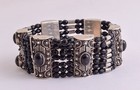 Vintage handmade Arabic Egyptian Bracelet-Silver-faceted onyx-Azza Fahmy style