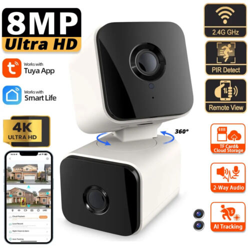Tuya Smart Mini WiFi Security Camera 4MP Dual Lens HD Video Surveillance IP Cam