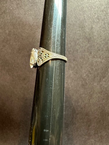 Anillo Vintage Art Deco SETA Circonita Cúbica Corte Marquesa Imitación Diamante Talla 8 - Imagen 5 de 9