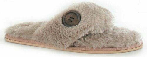 Ladies Ella Slippers Memory Foam Faux Fur Home Spa Toe Post Comfort Flip Flops - Picture 7 of 7