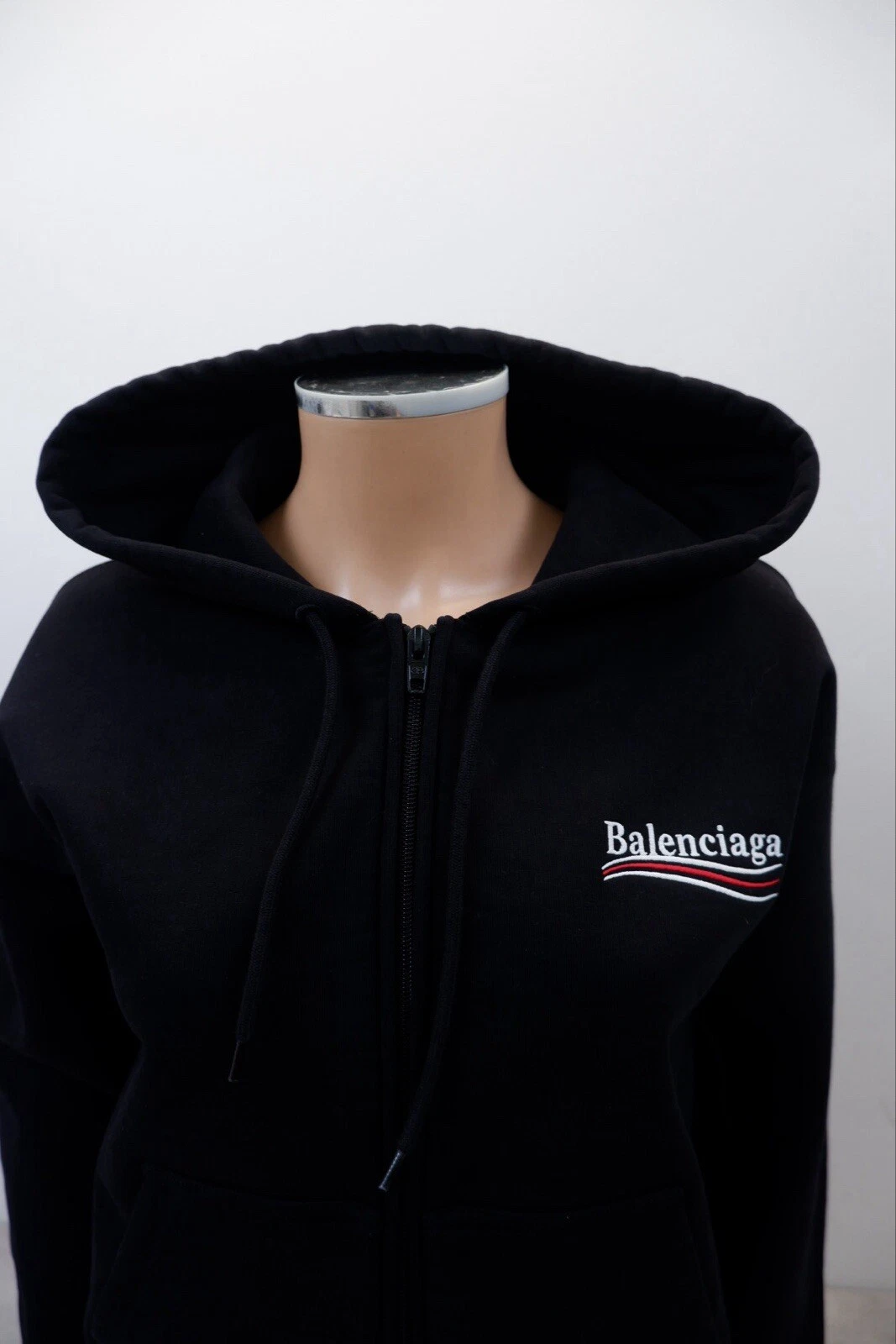 Balenciaga donna cropped zip felpa giacca felpa taglia L grande nero logo