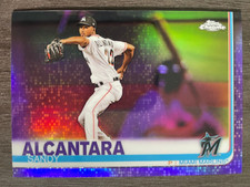 2019 Topps Chrome Sandy Alcantara #119 Purple Refractor serial /299 Miami Marlin