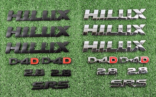 For Hilux 2005-2025 Badge Set of 8 Pieces Hilux/D4D/2.8 /SR5 Black/Chrome Emblem - Picture 11 of 42
