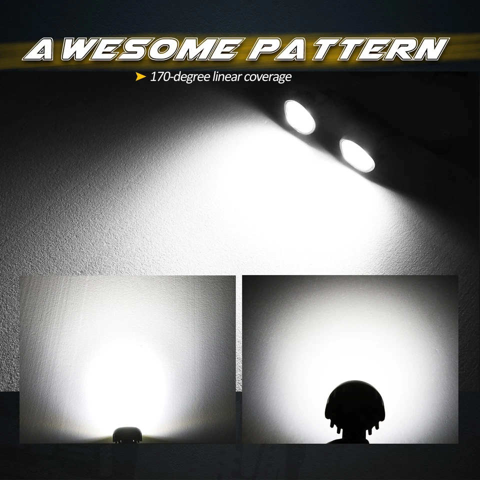 2X For Ford Bronco 4" 80W LED Round Off Road Combo Driving Lights Pods 6500k 12V - Image 2 of 4