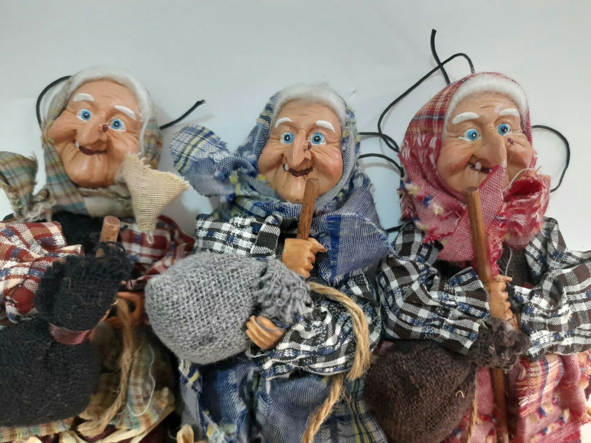 Befana (Épiphanie) Romaine Vintage Années 90 - Tête En Terre Cuite, 33cm - Article Décoratif