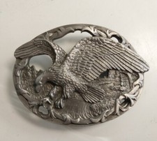 Vintage 1990 Flying Eagle Pewter Belt Buckle C + J Inc. CJ 1541 Made in USA