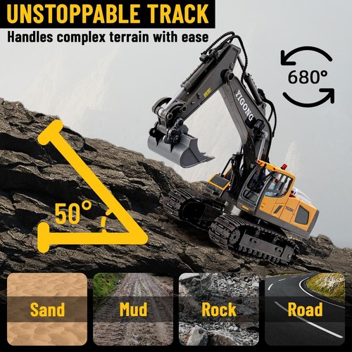 RC Ferngesteuerter Kettenbagger Bagger + Holzgreifer voller Funktion Huina DE - Bild 6 von 9