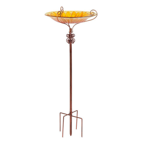 Rustic Glass Bird Bath Flower Bird Feeders Bowl Outdoor Garden Yard Decorations - Picture 9 of 12