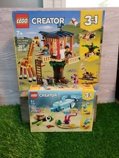 2 LEGO Creators 31116 - Safari Wildlife Tree House & 31128 Dolphin and Turtle