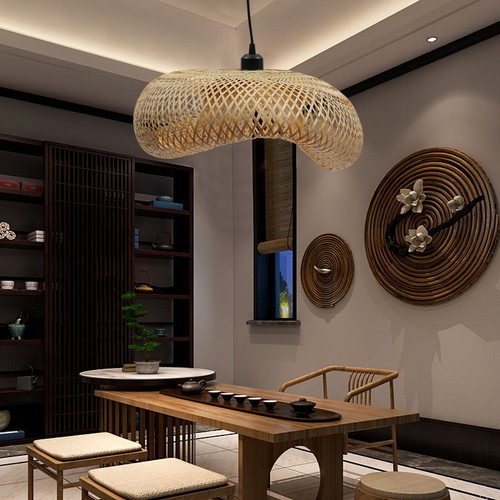 Bamboo Wicker Rattan Shade Pendant Light Fixture Art Asian Hanging Ceiling Lamp - Picture 12 of 12