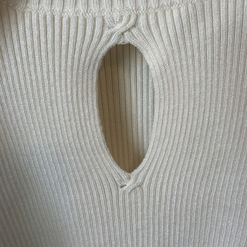 525 America Ribbed Top Keyhole Sz Large L Cutout Shirt Chalk Ivory Puff 90s New - Picture 6 of 11