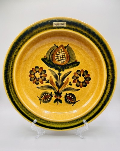 "Cuenco de cerámica pintada a mano de arte popular alemán hecho a mano vintage de 10"" 269/25 SN" - Imagen 1 de 6