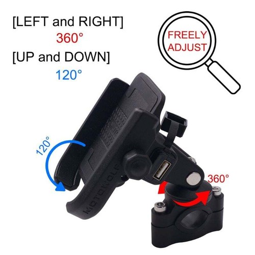 Motorcycle Phone Holder Handlebar Base Mounting USB Charging For Harley Softail - Photo 8 sur 26