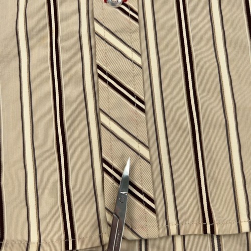 Vintage Guess Shirt Mens Large Beige Striped Stretch Diamond Snap Western 90s - Picture 5 of 19