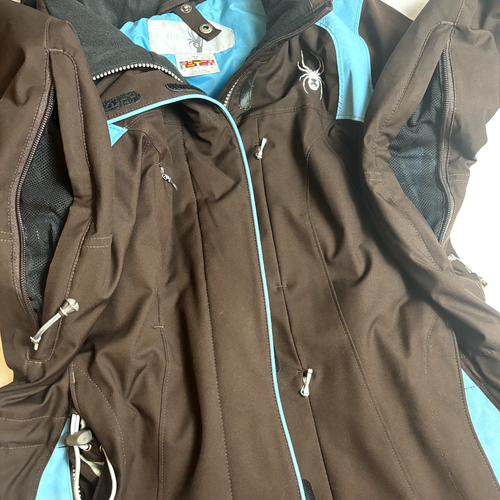 Spyder Snow Ski Boarding Full Zip Insulated Black Blue Hooded Jacket Size M - Picture 18 of 19