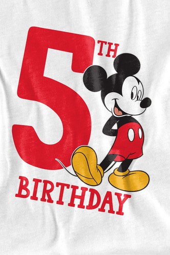 Mickey Mouse 5Th Birthday Shirt Kids T-Shirt White - Picture 3 of 4