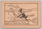 1930s Mickey Mouse Whitman Publishing Dual Sided Card Horsecollar in Boat Stream