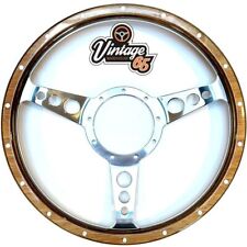 Classic Car 14" Semi Dished Dark Wood Rim Steering Wheel, Alloy Horn & Boss Kit