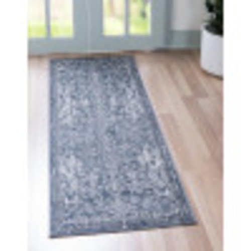 Portland Collection Area Rug - Albany (2' 2" x 8' Runner, Blue/ Gray) - Picture 2 of 8