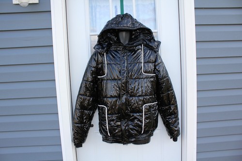 Milano Do Rouge Jacket Mens 2XL Elliot Black Puffer Coat Hoodie Hood Shiny Red - Picture 5 of 19