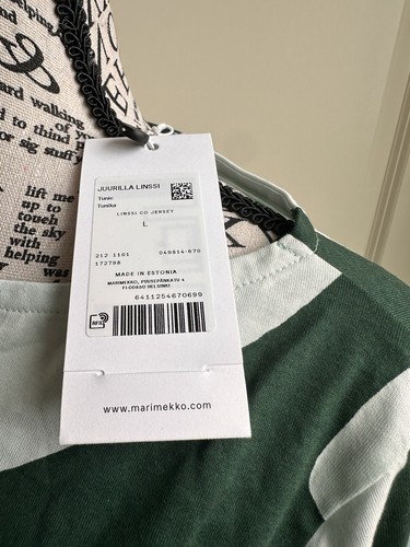New W/Tags Marimekko Juurilla Linssi Tunic DARK GREEN/LIGHT GREEN - Picture 4 of 9