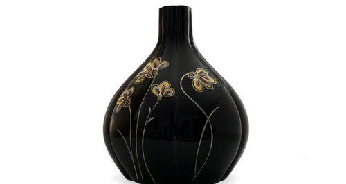 Fenton Vintage Art Glass Black melon Vase QVC Signed Sue Jackson - Picture 5 of 8