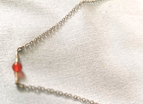 VINTAGE STERLING SILVER CHAIN & AMBER GLASS BEAD NECKLACE - FINE & ETHREAL - - Picture 13 of 13
