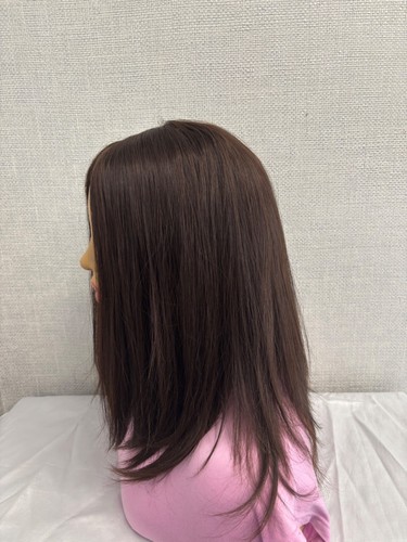 Preciosa Peluca de Cabello Humano Europea Top de Seda de 17" Topper/Kipá Caída Marrón Natural - Imagen 1 de 7