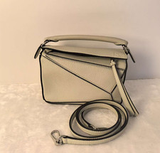 Auth LOEWE Puzzle Mini Light Oatmeal Grey Gra...